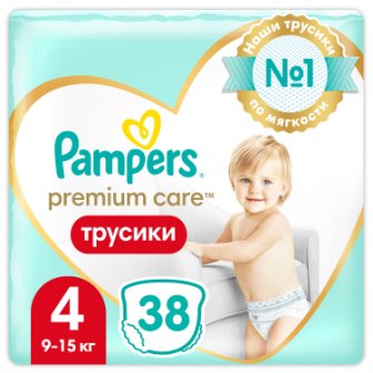 Подгузники-трусики Pampers Premium Care Pants 9-15кг (размер 4) N 38
