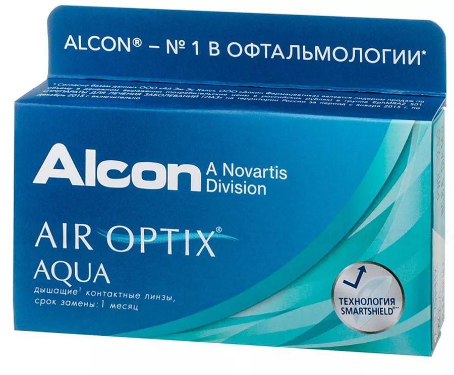 Alcon Air Optix Aqua 30тидневные контактные линзы D 14.2/R 8.6/  +4.75 N 6
