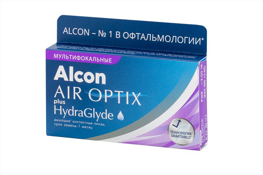 Alcon Air Optix plus Hydraglyde Multifocal 30тидневные контактные линзы D 14.2/R 8.6/ +5.75 low N 3