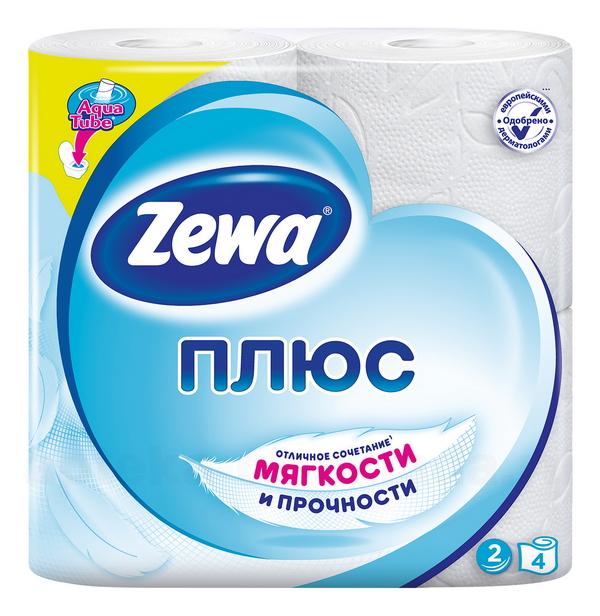 Бумага туалетная Zewa+ 2-х слойная белая N 4