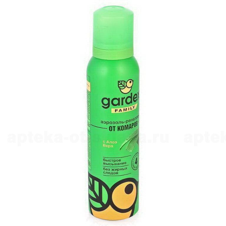 Gardex family аэрозоль-репеллент от комаров алоэ вера 150мл 4ч защиты