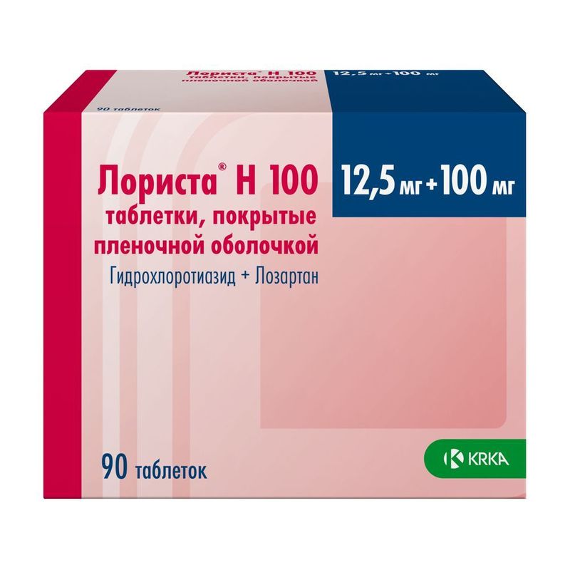 Лориста Н 100 тб п/о плен 100/12,5 мг N 90