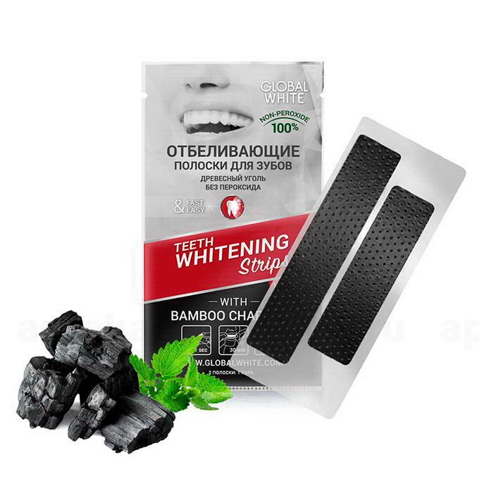 Global White отбеливающие полоски для зубов древесный уголь без пероксида пара N 7