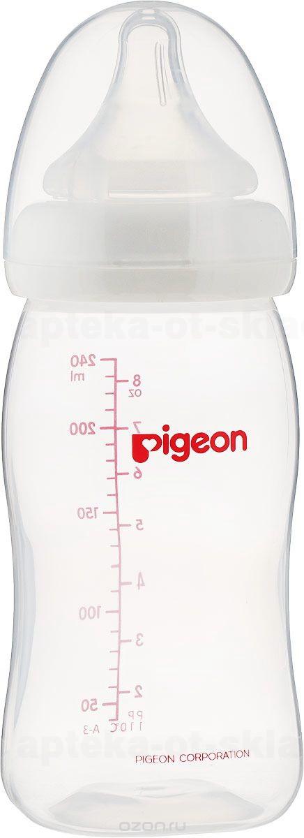 Pigeon Softtouch бутылочка полипропиленовая Перистальтик Плюс 240мл широкое горло р.M (3+мес)