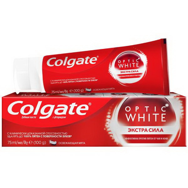 Colgate зубная паста Optic White Экстра сила освежающая мята 75мл