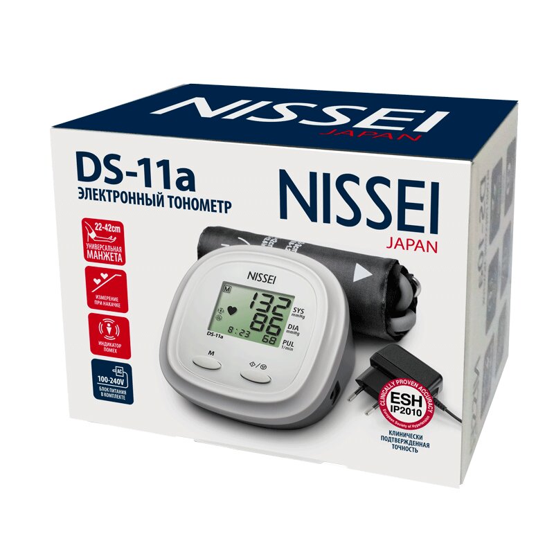Тонометр Nissei DS-11А автомат на плечо+ манжета 22-42 см+адаптер N 1