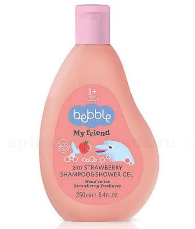 Bebble шампунь-гель для душа 250мл детский 2в1 от 1года с ароматом клубники