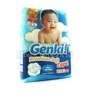 Genki  Premium soft подгузники р S (4-8 кг) N 72