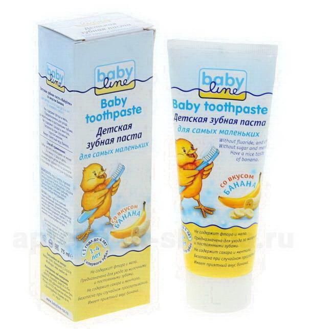 BabyLine детская зубная паста 75мл со вкусом банана 1-4года N 1
