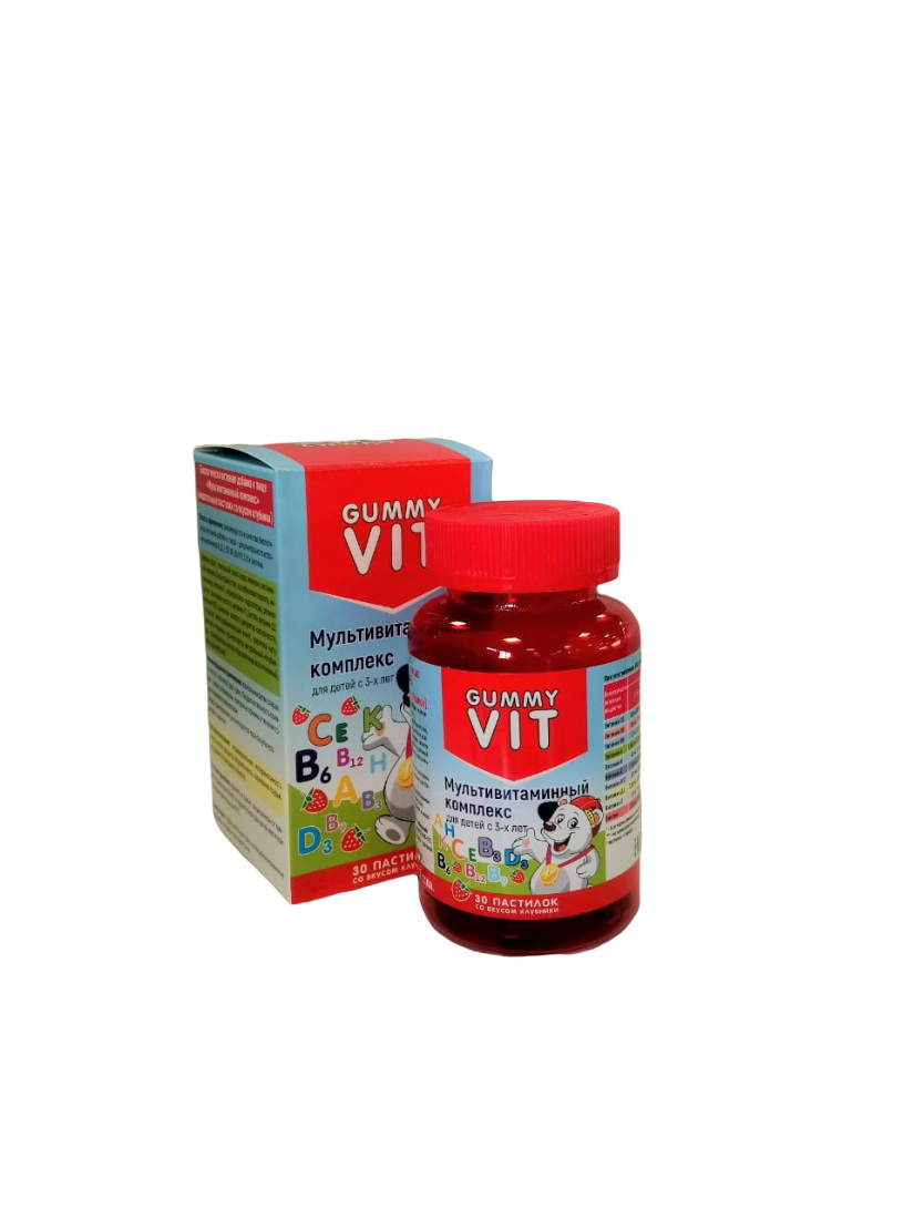 Gummy Vit мультивитаминный комплекс для детей от 3х лет клубника пастилки N 30