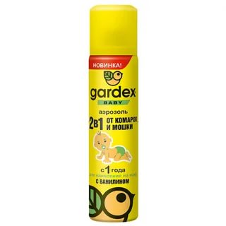 Gardex Baby аэрозоль от комаров/мошки 80мл 2в1 с 1года на кожу ванилин