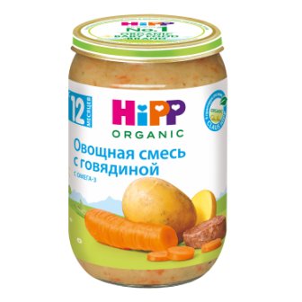 Hipp organic овощная смесь с говядиной с омега-3 12+месяцев 220г