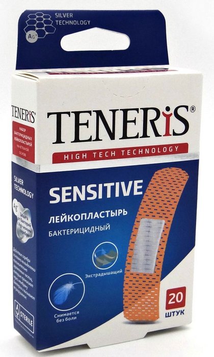 Teneris Sensetive Лейкопластырь бактерицидный нетканая основа N 20