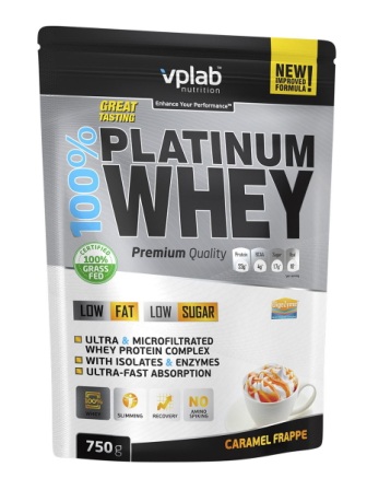 Протеин 100% Platinum Whey со вкусом карамельный фраппе 750г пакет