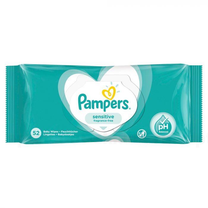 Салфетки влажные Pampers детские sensitive fragrance-free N 52