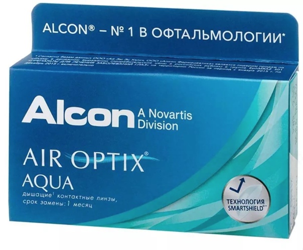 Alcon Air Optix Aqua 30тидневные контактные линзы D 14.2/R 8.6/ -2.50 N 3