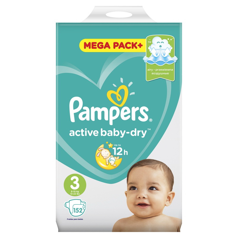 Подгузники Pampers Active Baby Dry 6-10 кг (размер 3) N 152