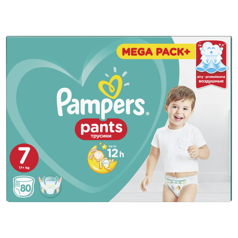 Подгузники-трусики Pampers Pants 17+кг (размер 7) N 80
