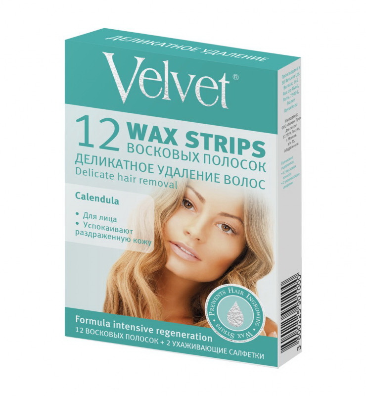 Velvet Восковые полоски для лица Деликатное удаление волос N 12
