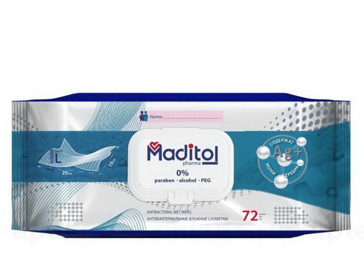 Maditol салфетки влажные антибактериальные N 72