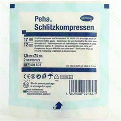 Hartmann Peha Schlitzkompressen салфетки марлевые стерильные с надрезом 17 нитей 12 сложений 7,5х7,5см N 2