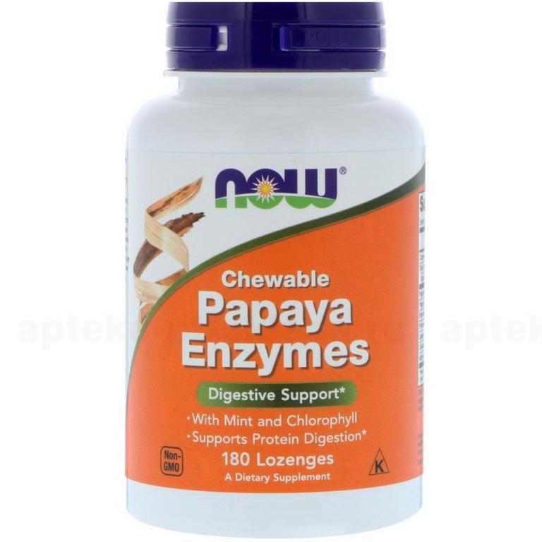 NOW Papaya Enzyme папайя фермент пастилки жеват 162.5мг N 180