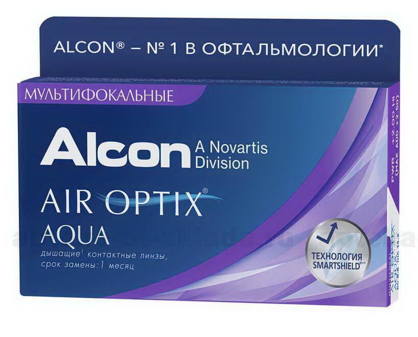 Alcon Air Optix Aqua Multifocal 30тидневные контактные линзы D 14.2/R 8.6/ -1.00 medium N 3
