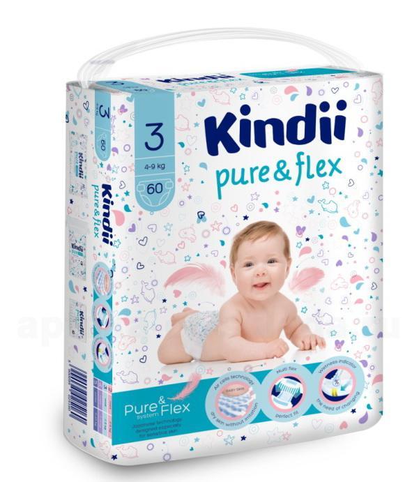 Kindii pure и flex подгузники детские (размер 3) 4-9кг N 60