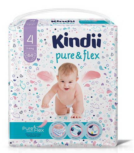 Kindii pure и flex подгузники детские (размер 4) 7-14кг N 64