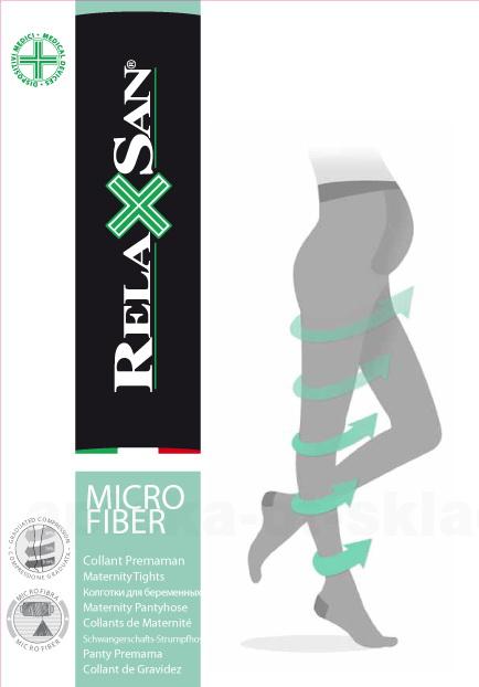 Relaxsan Micro Fiber колготки для беременных с мультифиброй 70den 12-17mmHg черные р.5 /790M/