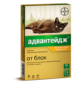 Адвантейдж 40 р-р наружн. для кошек до 4 кг п/паразит. n4