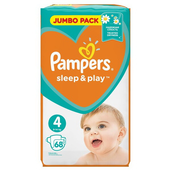 Подгузники Pampers Sleep and Play макси (размер 4) 8-14кг N 68