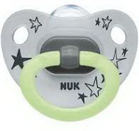 Nuk Happy Nights соска-пустышка ортодонтическая силиконовая 0-6 мес с эффектом свечения в ассорт