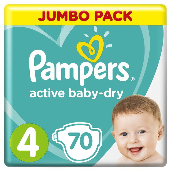 Подгузники Pampers Active Baby макси (размер 4) 7-14кг N 70