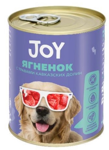 Корм беззерновой для собак средних и крупных пород Joy 340 г бан. с ягненком