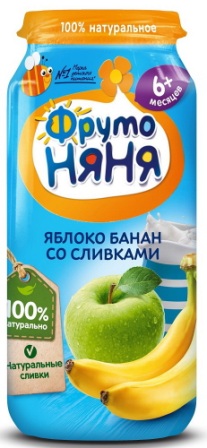 ФрутоНяня пюре яблоко/банан/сливки 250 гр