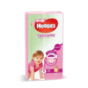 Подгузники-трусики Huggies для девочек (размер 4) 9-14 кг N 52
