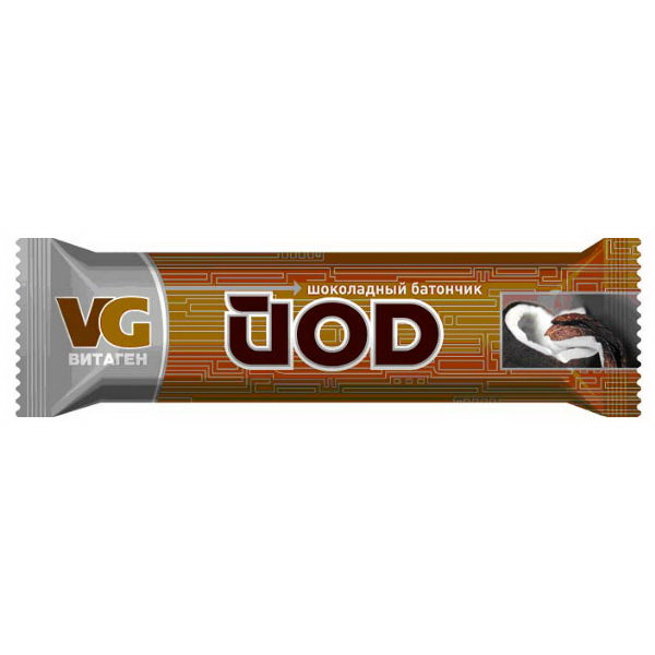 Витаген шоколадный батончик на фруктозе Йод 40 г