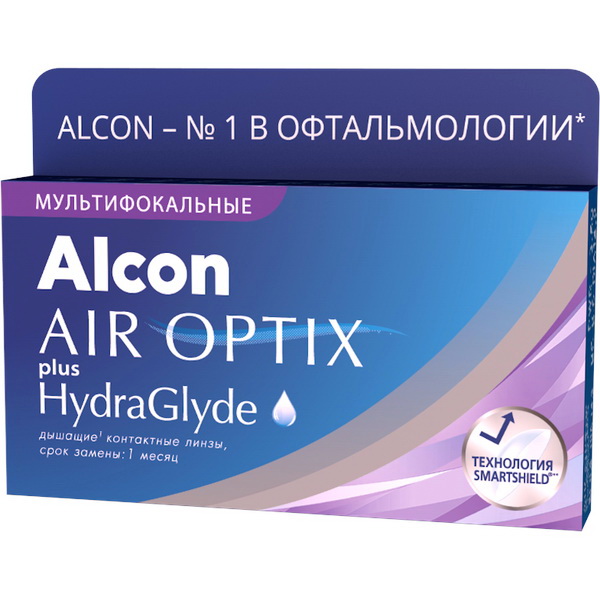 Alcon Air Optix plus HydraGlyde multifocal контактные линзы D14.2/R 8.6/ -3.00 Med N 3