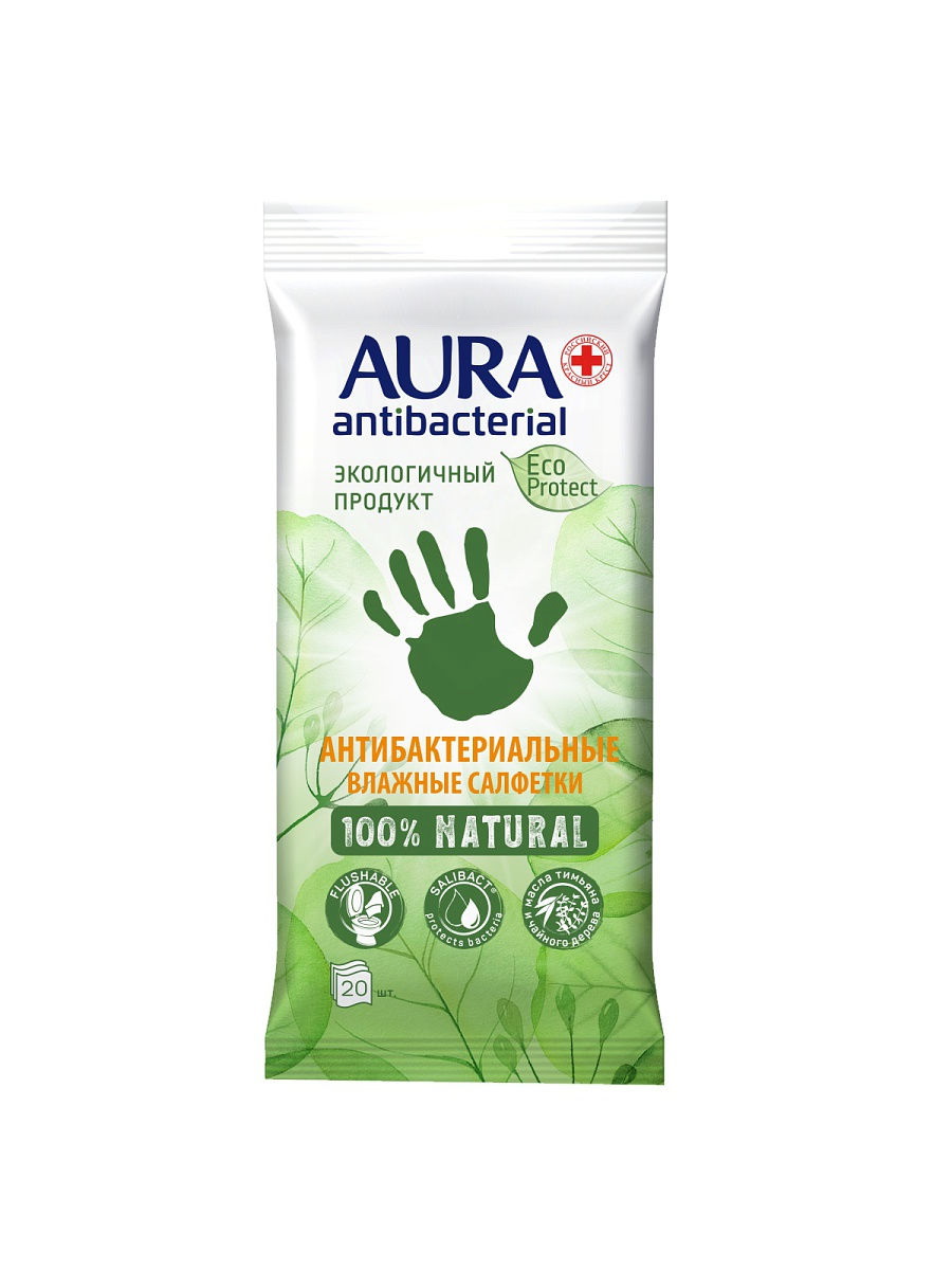 Аура Eco Protect салфетки влажные антибактериальные N 20