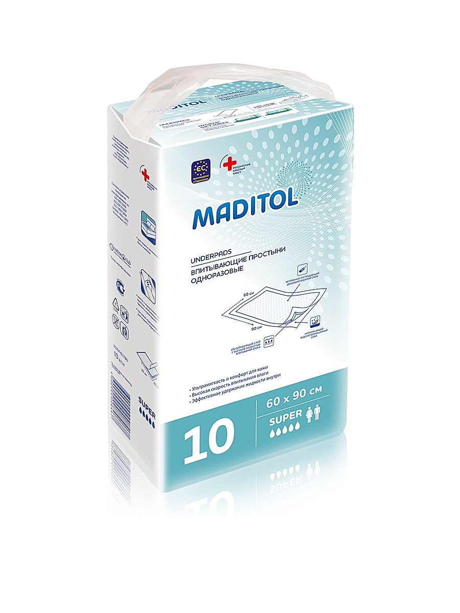 Maditol простыни впитывающие для взрослых super 60х90 N 10