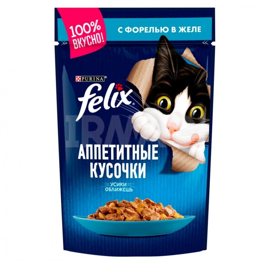 Корм для кошек Felix аппетитные кусочки 75 г пауч форель в желе