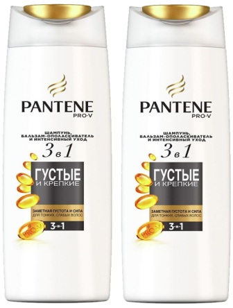 Pantene Pro-V шампунь+бальзам-ополаскиватель Густые и крепкие 3в1 для тонких/слабых волос 360мл