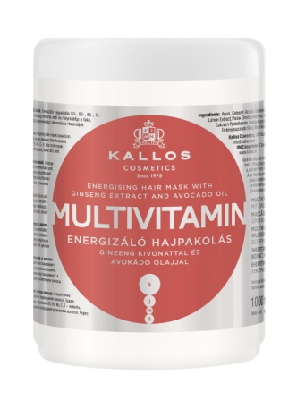 Kallos cosmetics мультивитаминная энергетическая маска для волос с женьшенем и маслом авокадо 1000мл