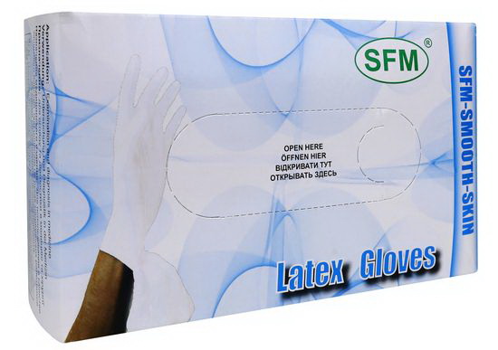 Перчатки SFM смотровые латексные нестерильные опудренные р.XL N 90