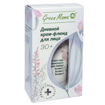 Green Mama дневной крем-флюид для лица с экстрактом коры дерева бамбара 30+ 50мл