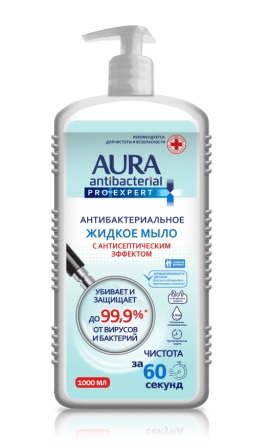 Аура жидкое мыло антибактериальное с антисептическим эффектом 1000 мл
