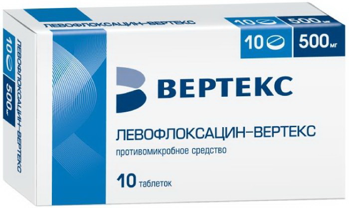 Левофлоксацин-Вертекс тб п/о 500мг N 10