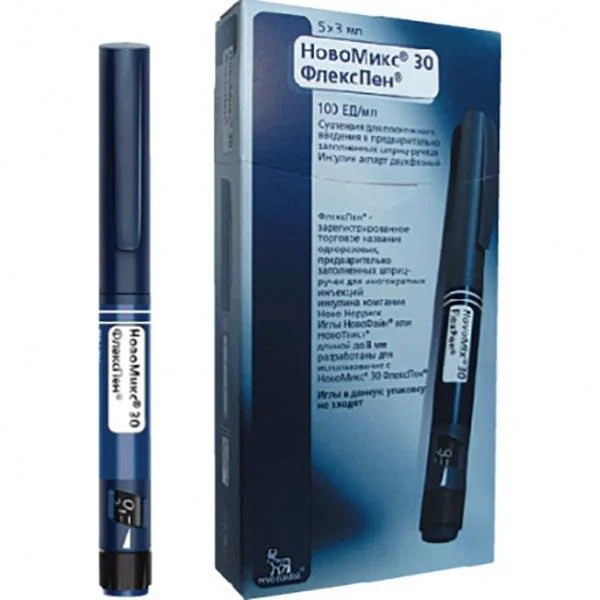 НовоМикс 30 ФлексПен суспензия для п/к введ в предварительно заполненных шприц-ручках 100ЕД/мл 3мл N 5