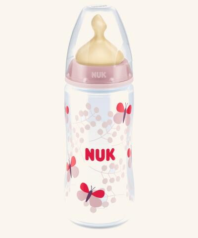 Nuk First Choice+  бутылочка с индикатором температуры с силиконовой соской 0-6 мес 300мл отверстие М белая звезды